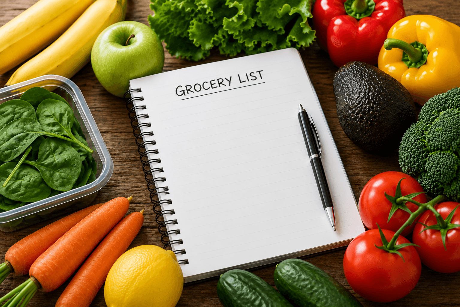 Grocery list and healthy food planning